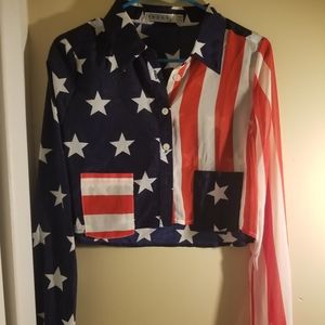 USA button up crop top